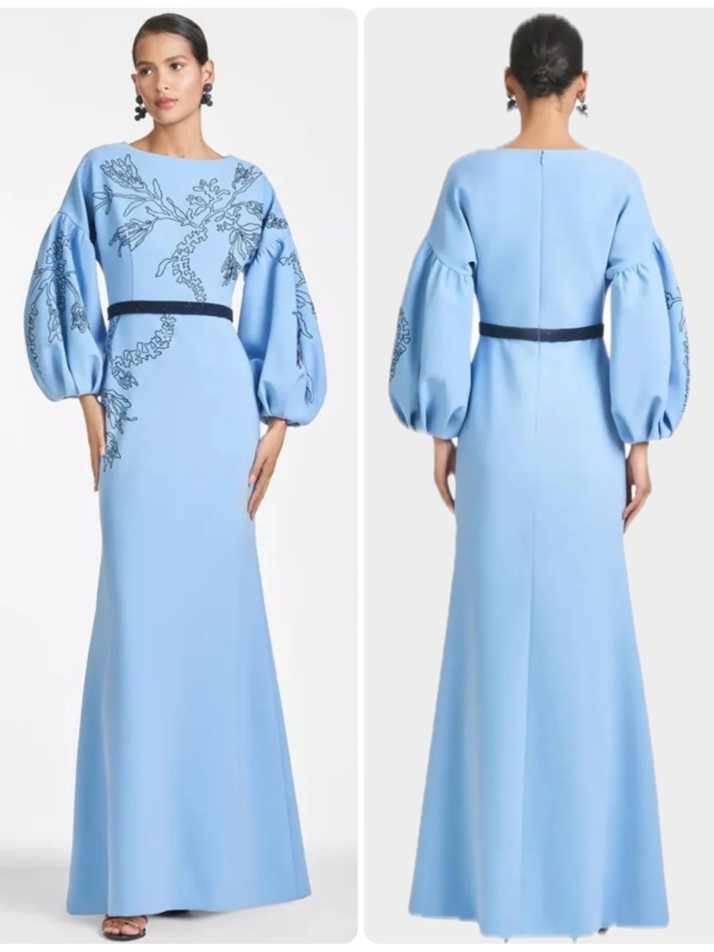 SACHIN & BABI Aria Cornflower Blue Embroidered Gown Maxi Dress NWT $994 - Picture 1 of 6